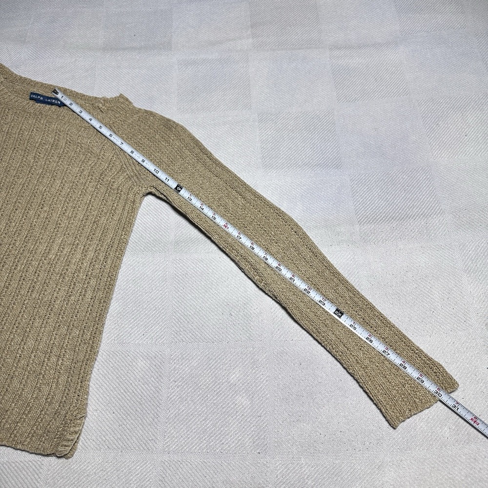 Ralph Lauren Mulberry Silk Knit Sweater Womens Medium Brown Elbow‎ Patch Luxury - Picture 9 of 9